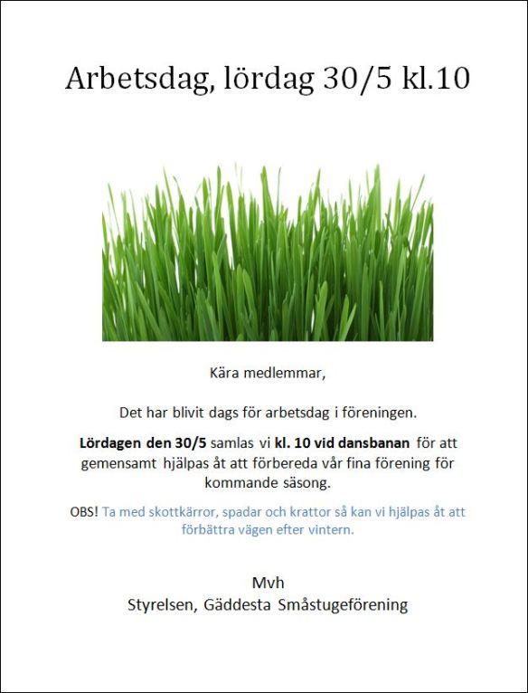 Anslag arbetsdag 1 2015