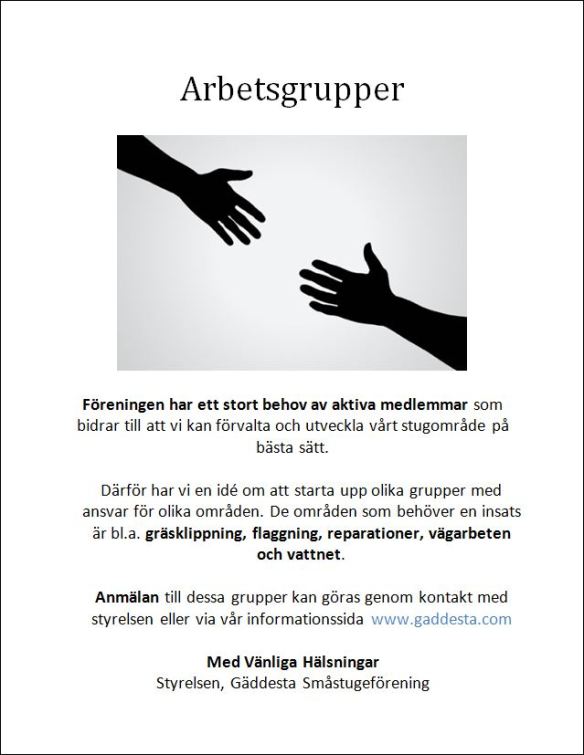 Anslag arbetsgrupper 2015